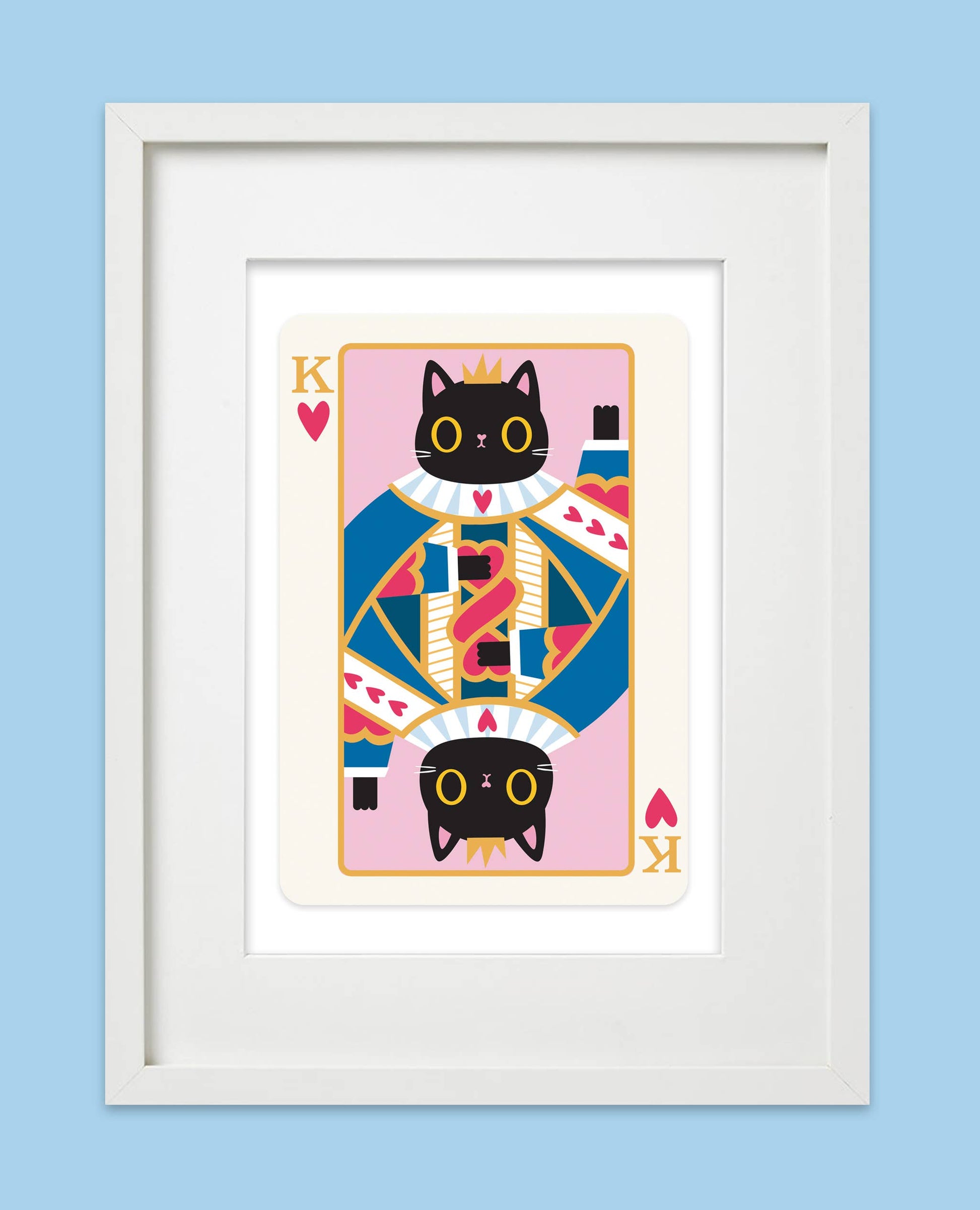King of Hearts Black Cat Art Print