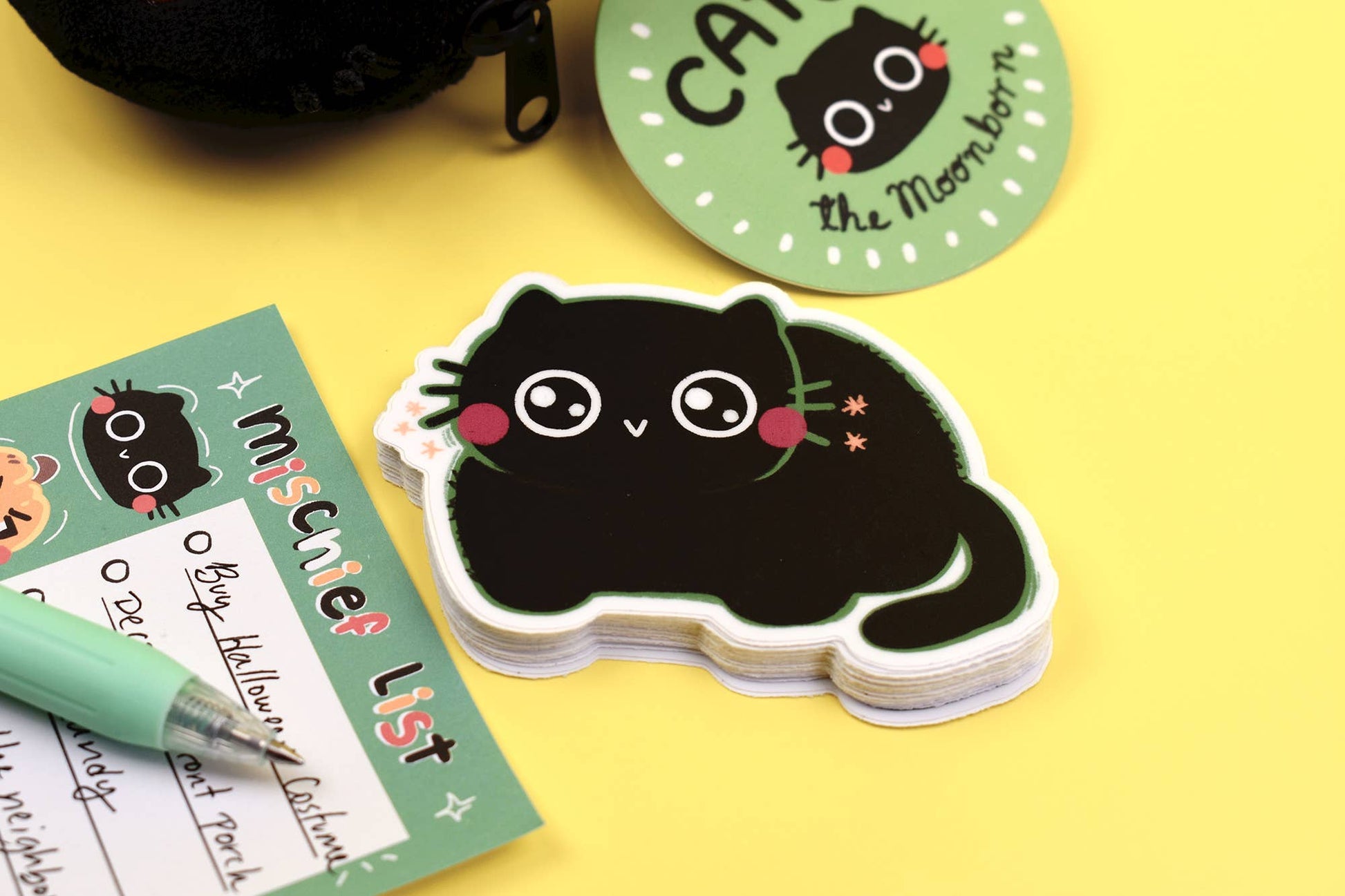 Cute Black Cat Vinyl Sticker