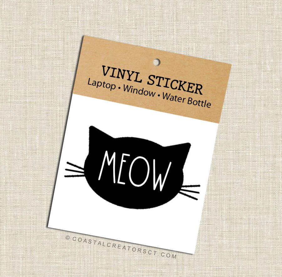 Cat Face Meow Vinyl Sticker
