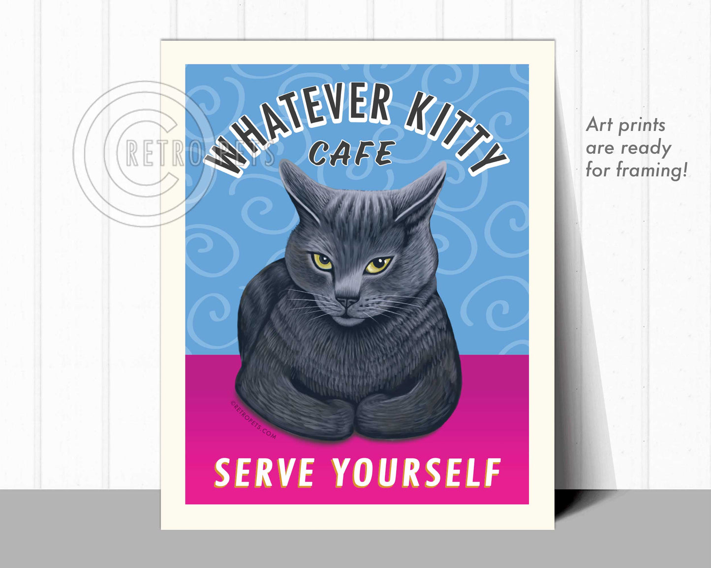Cat Art "Whatever Kitty, Grey"