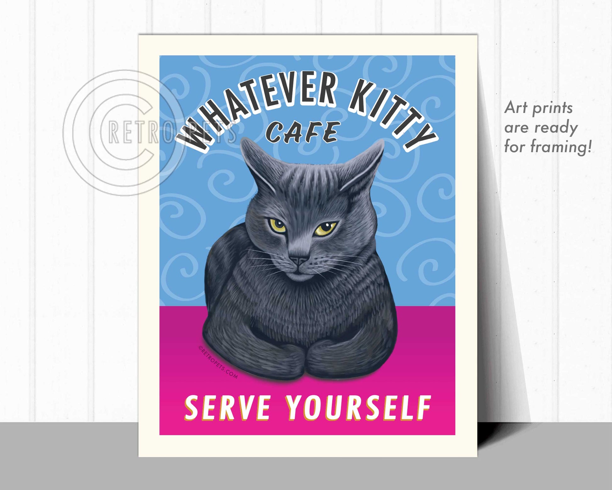 Cat Art "Whatever Kitty, Grey"