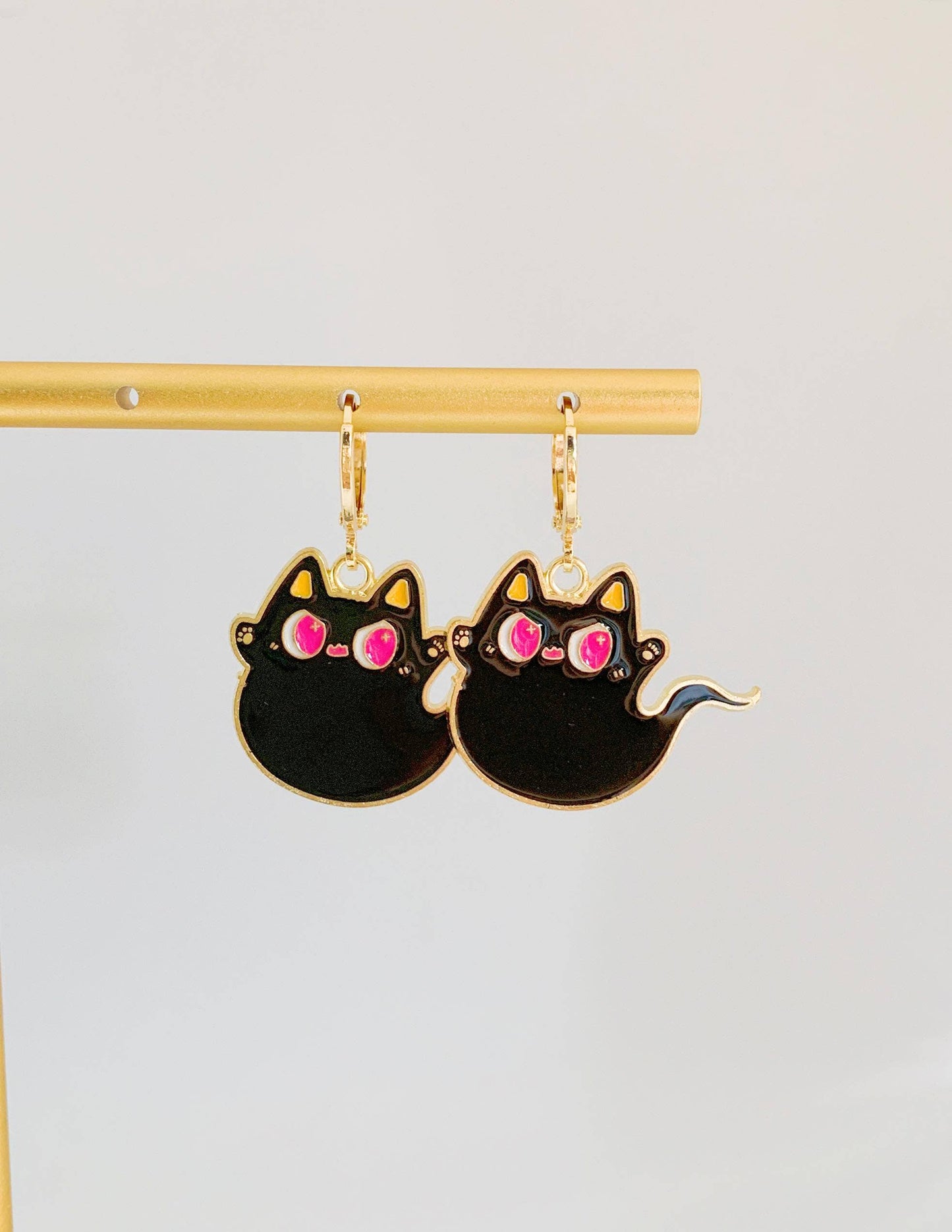Black Cat Ghost Huggie Earrings