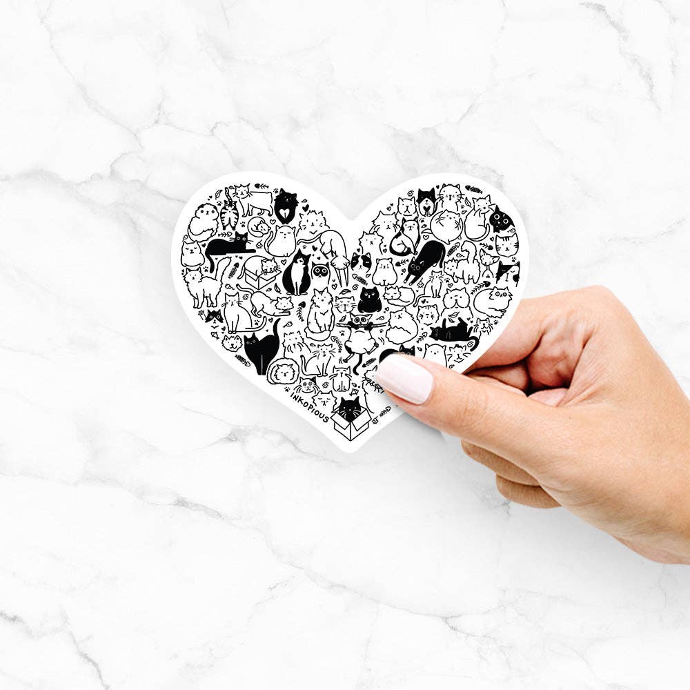 Heart Full of Cats Vinyl Sticker