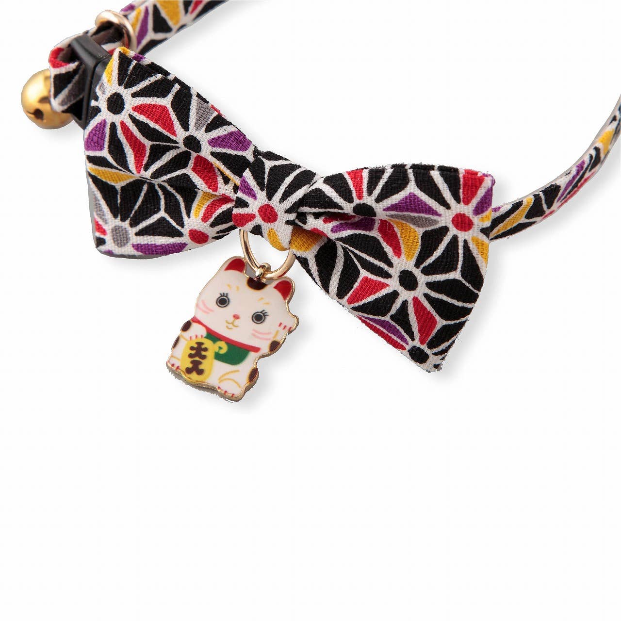 Lucky Cat Charm Bow Tie Cat Collar