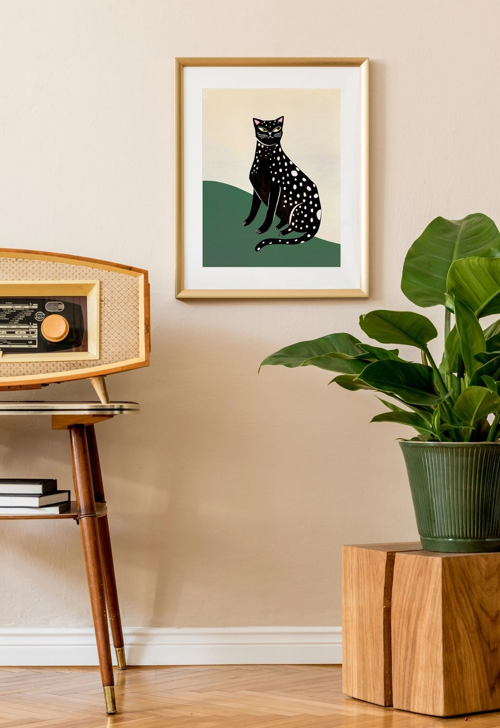 Black Leopard Cat Art Print