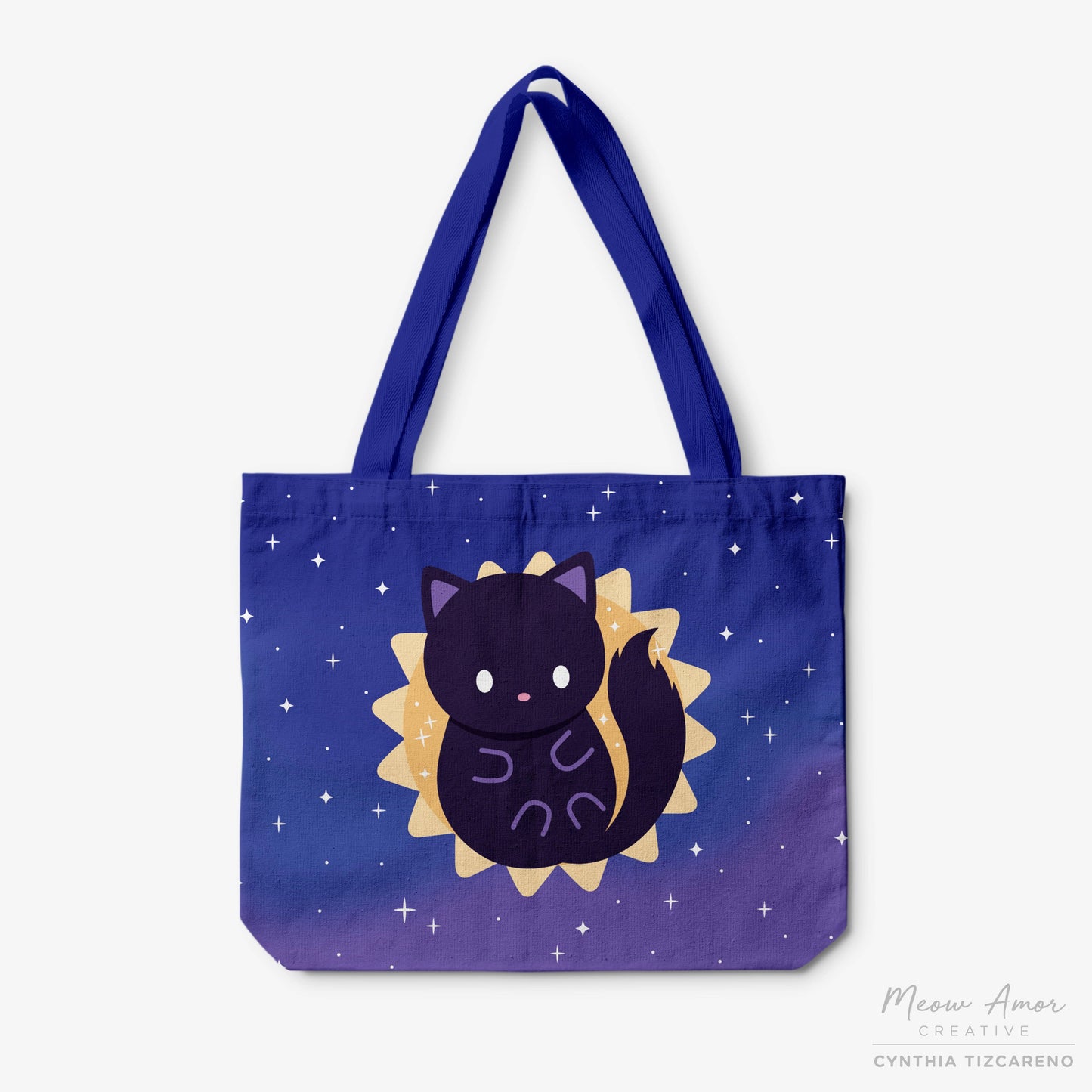 Solar Eclipse Void Cat Canvas Zipper Tote Bag