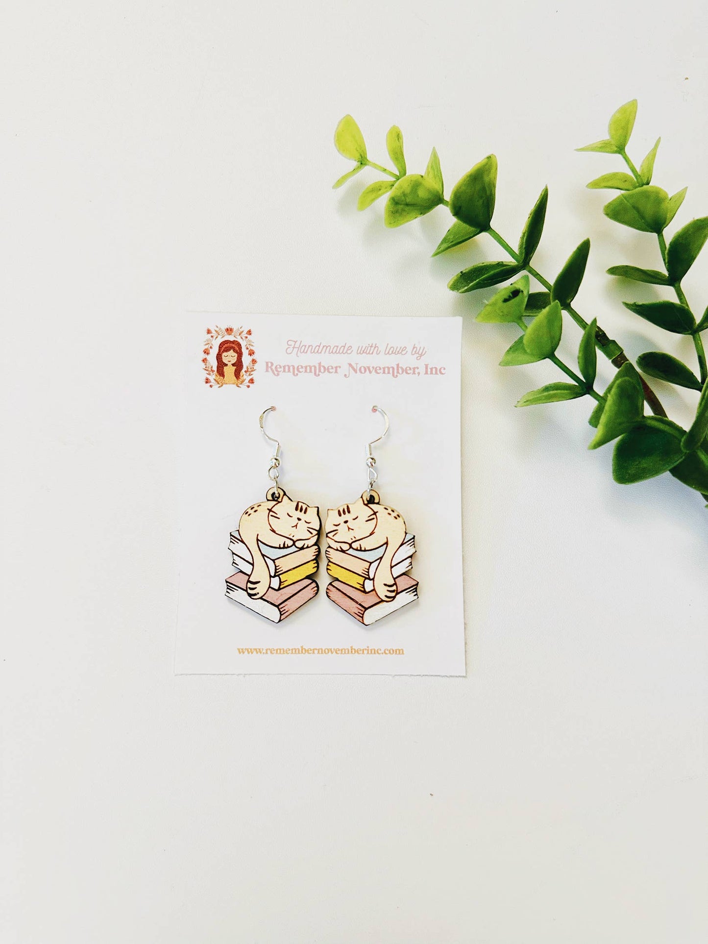 Cat Book Stack Earrings