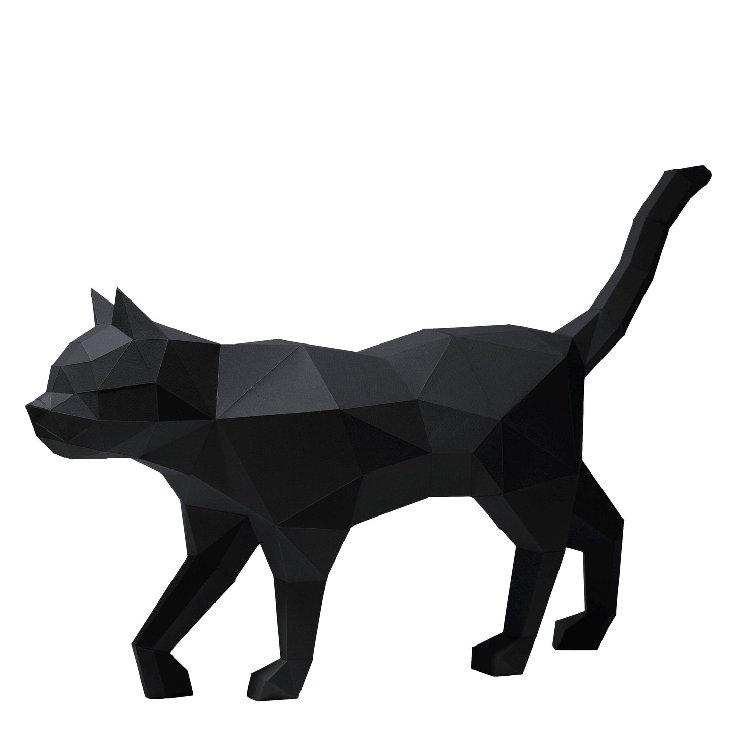3D Paper Art Cat Origami Model - Black