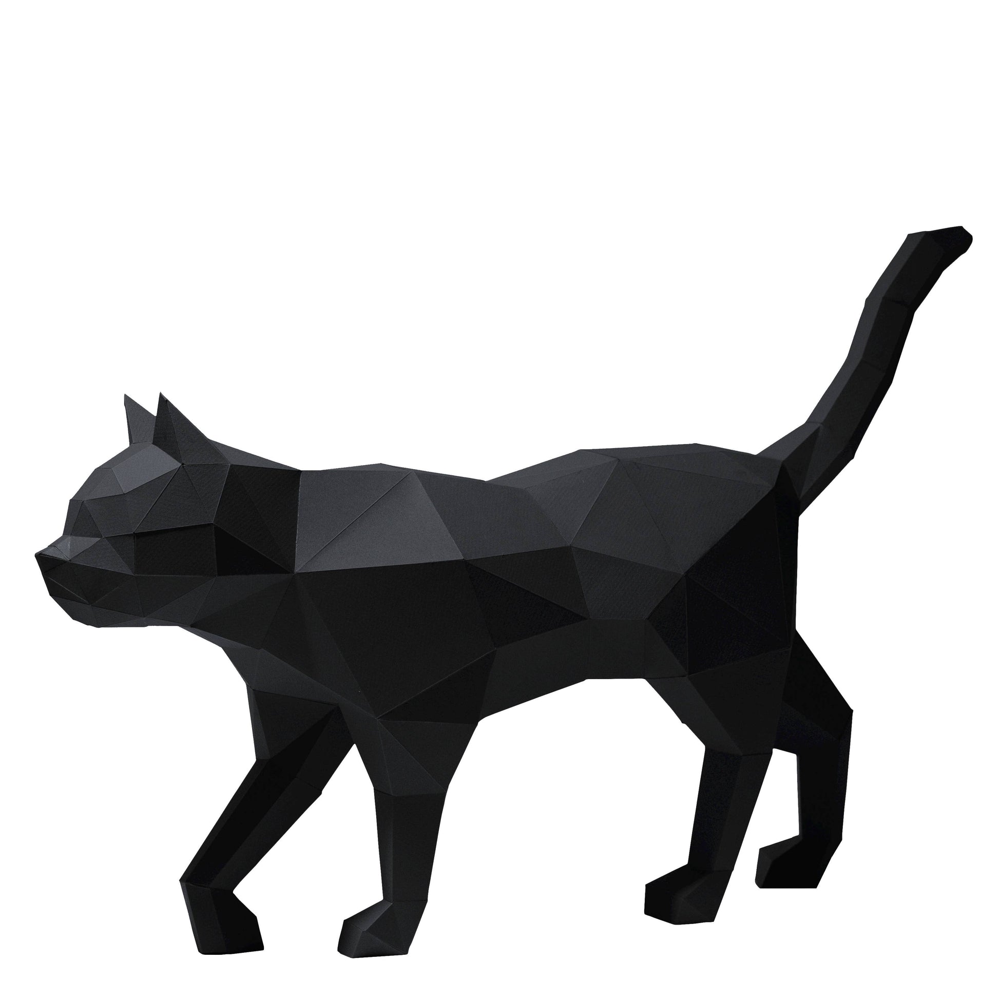 3D Paper Art Cat Origami Model - Black