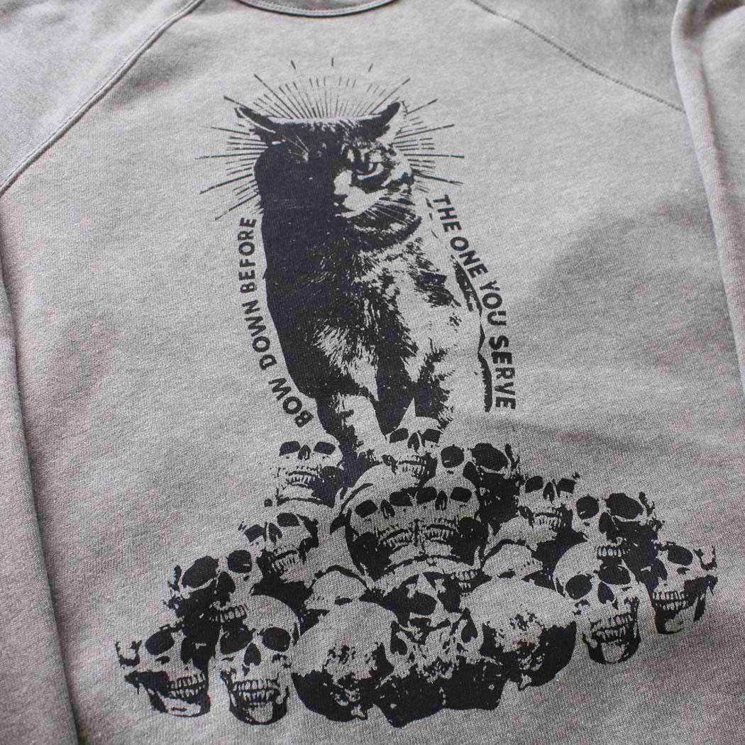 Cat Worship Sweatshirt on Deep Heather Grey