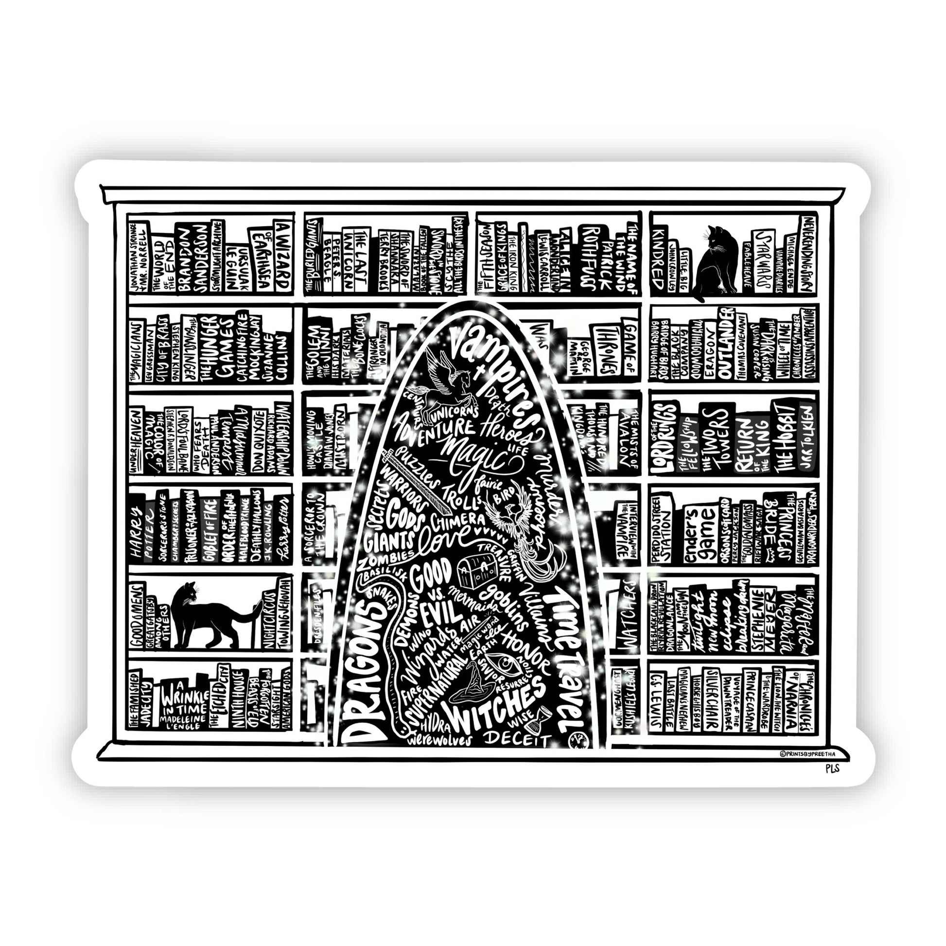 Fantasy Bookshelf Sticker