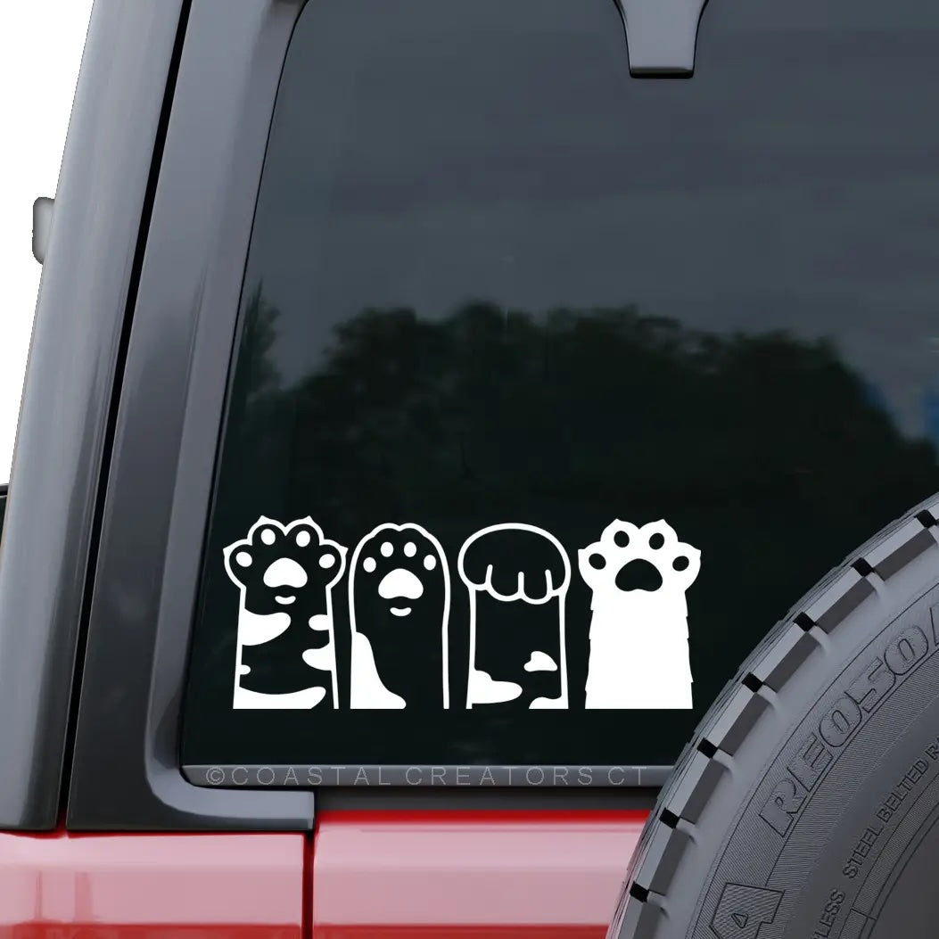 Paws and Claws White Window Decal