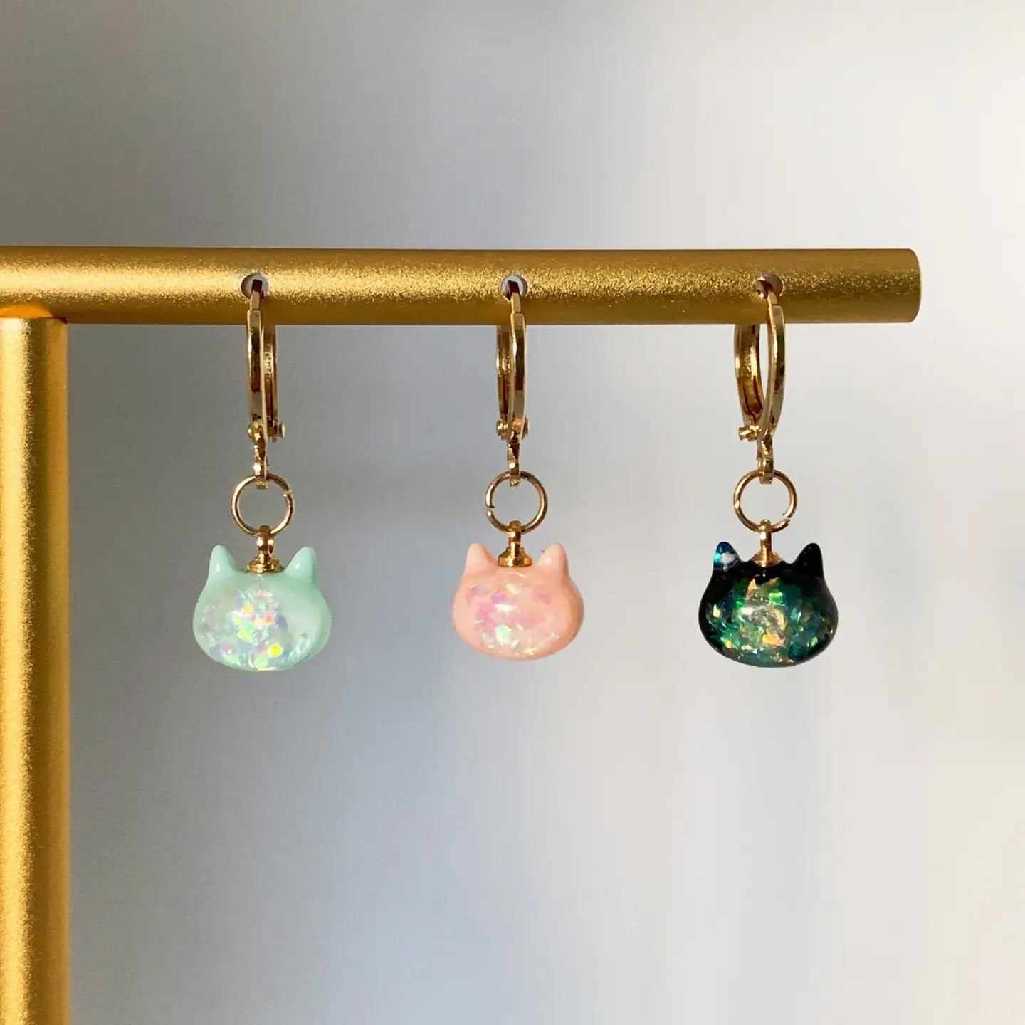 Unique Candy Cat Huggie Earrings