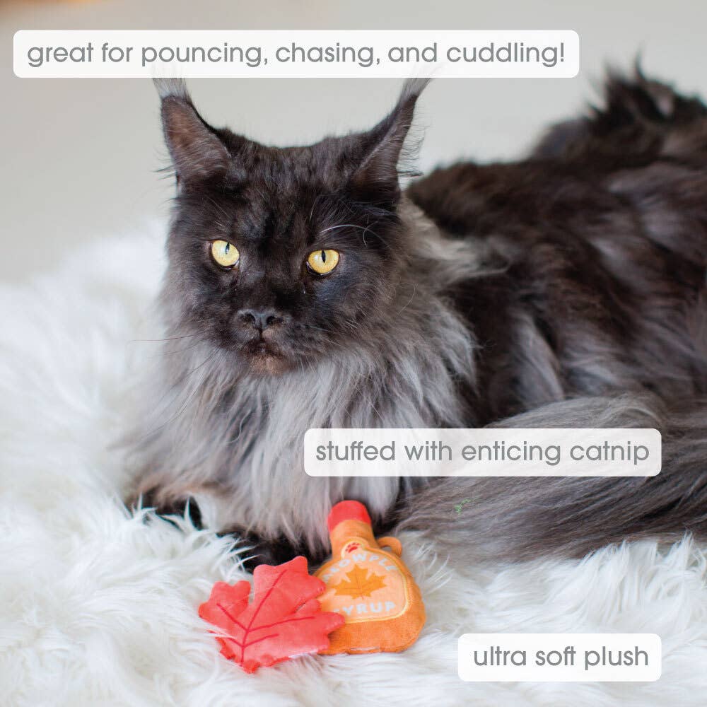 Maple Leaf & Syrup Fall Cat Toys, Set of 2