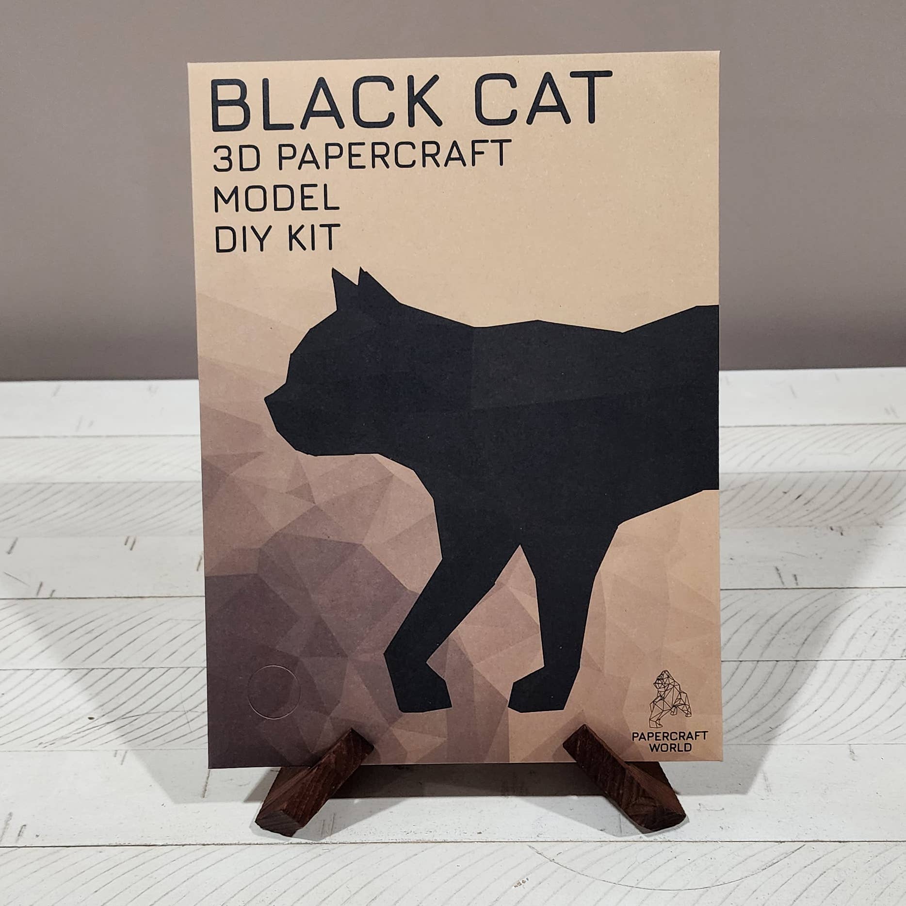 3D Paper Art Cat Origami Model - Black