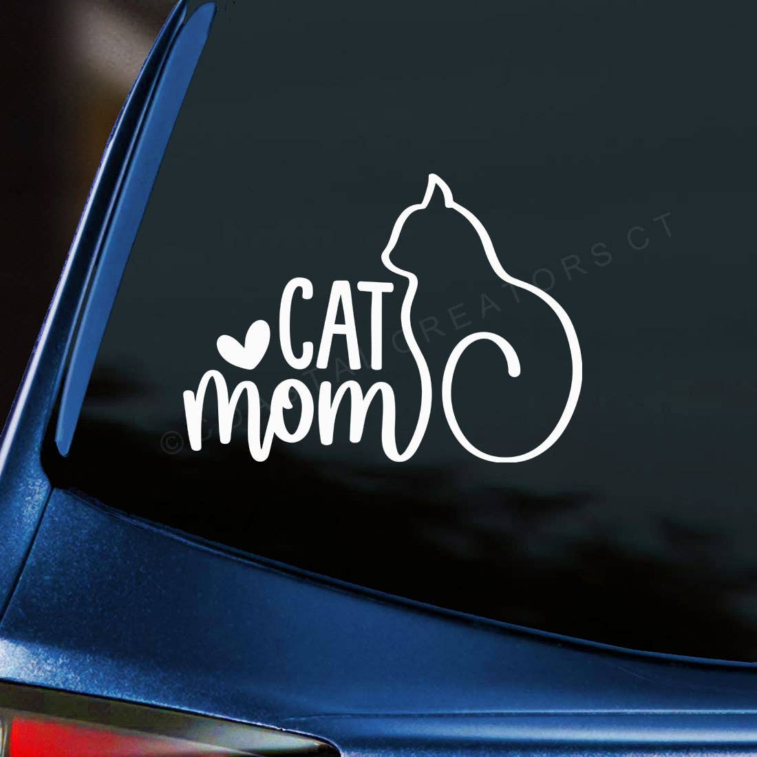 "Cat Mom" White Vinyl Window Decal