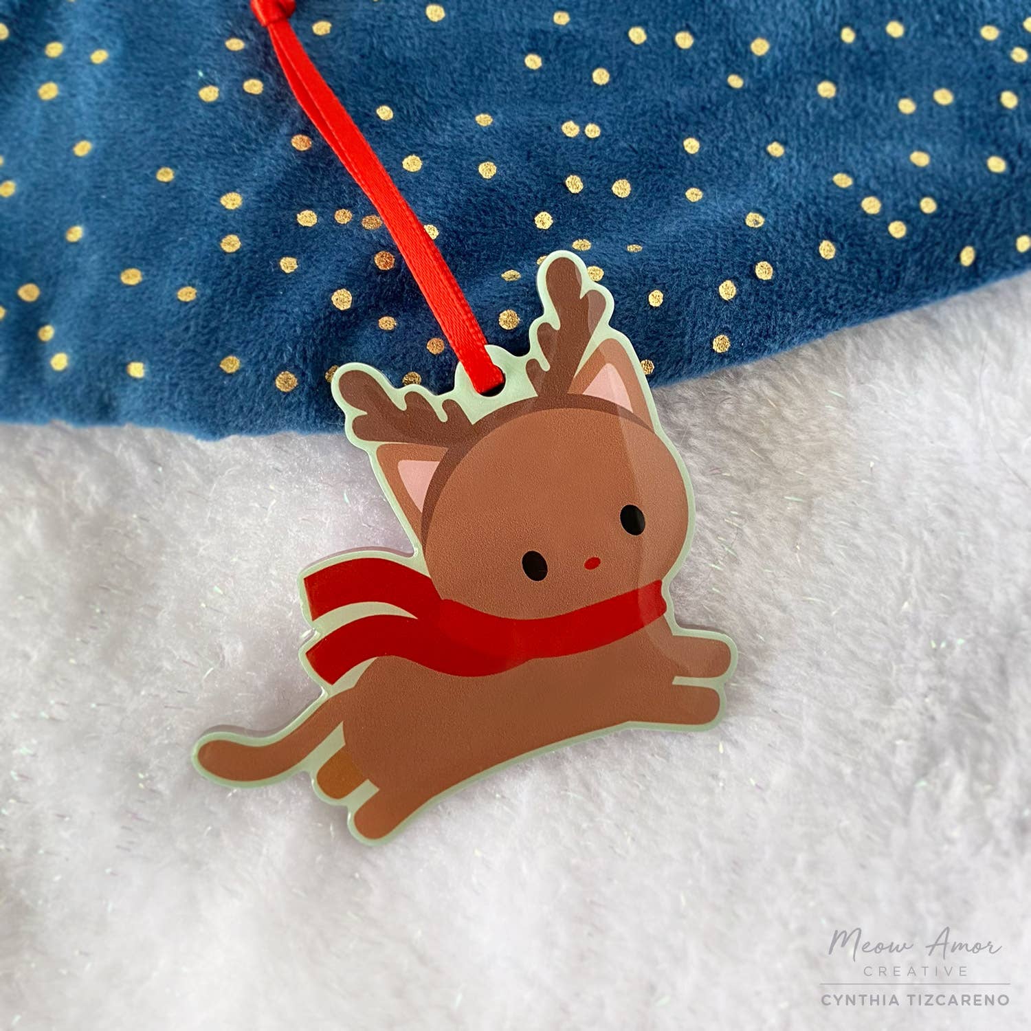 Reindeer Cat Christmas Ornament