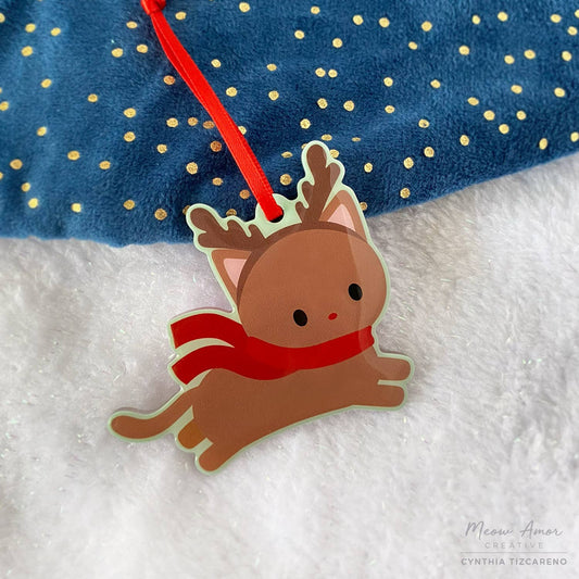 Reindeer Cat Christmas Ornament