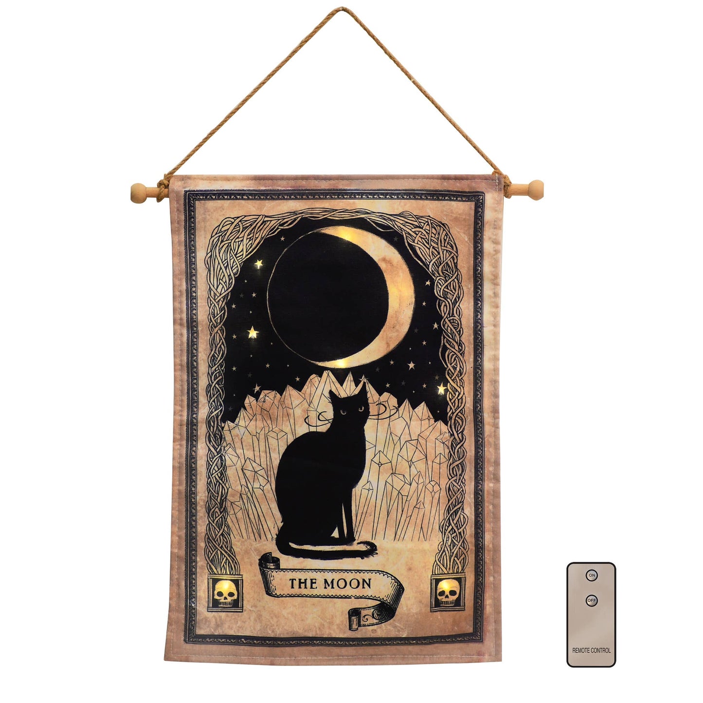 Illuminated Wall Banner - Black Cat and Moon