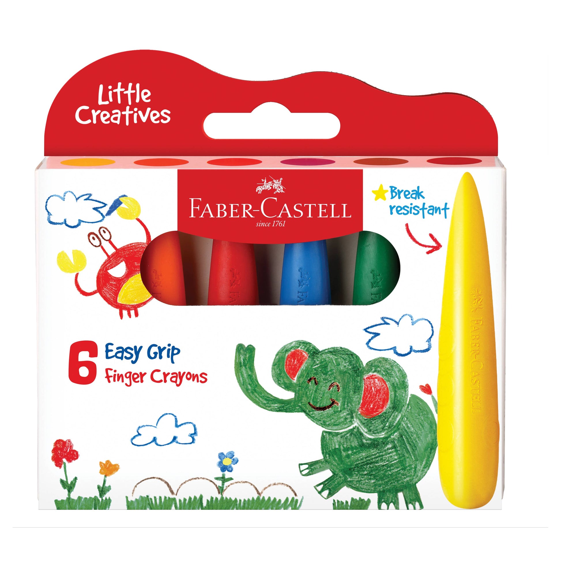 Easy Grasp Finger Crayons - Set of 6