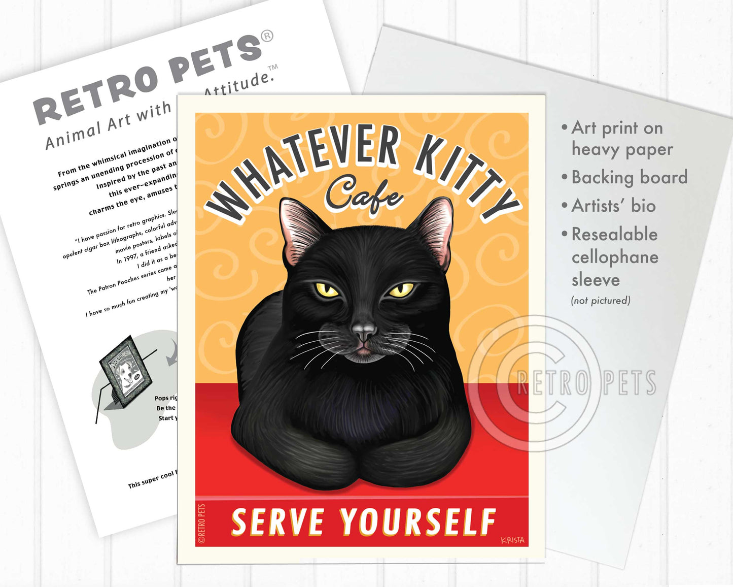 Cat Art "Whatever Kitty, Black"