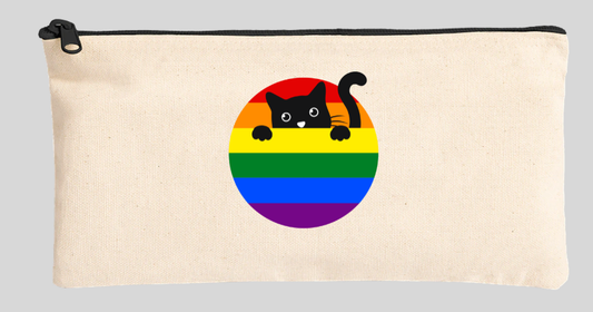 Black Cat and Rainbow Canvas Pouch