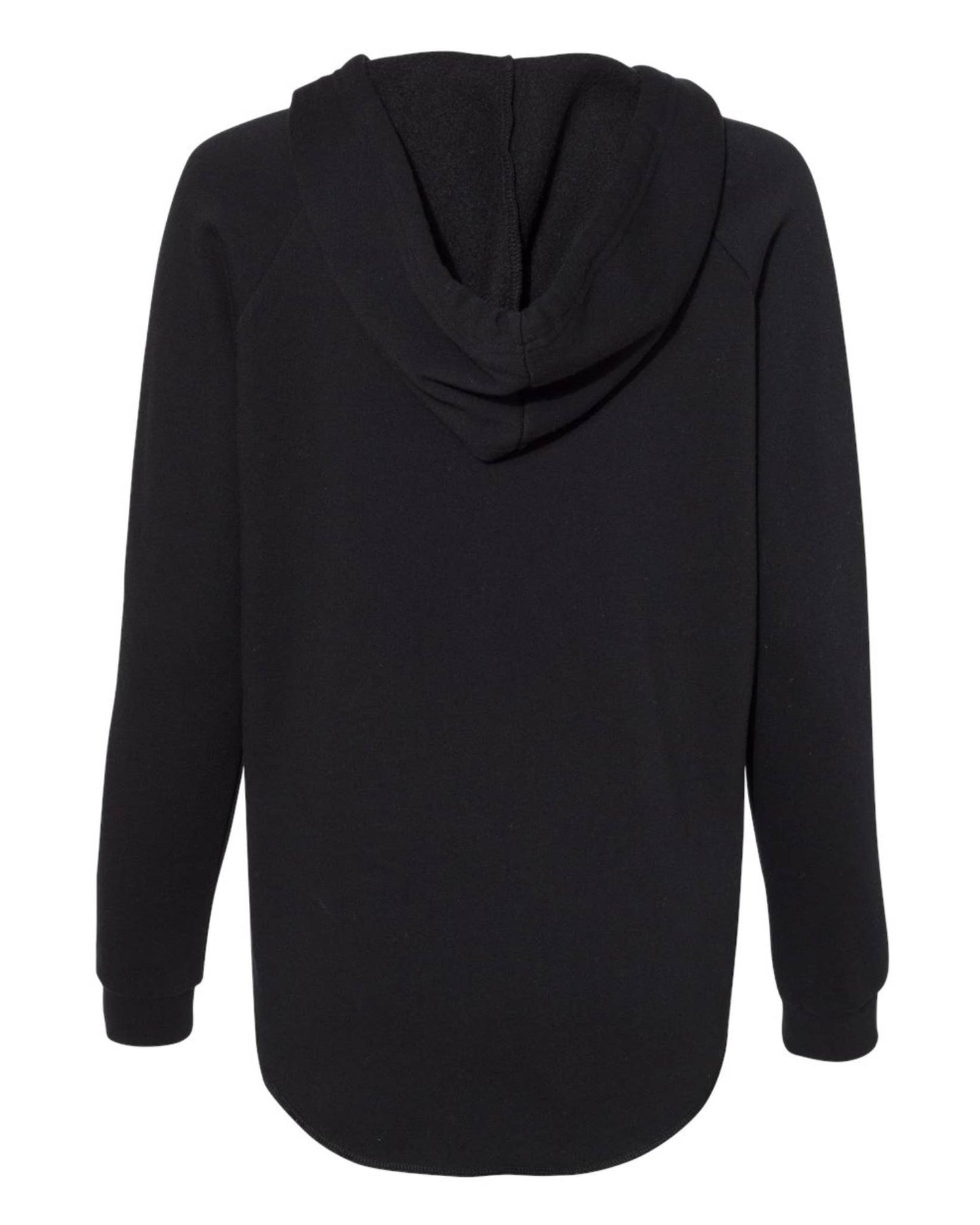 Black Fleece V-Notch Beach Pullover Hood with Cat Moon