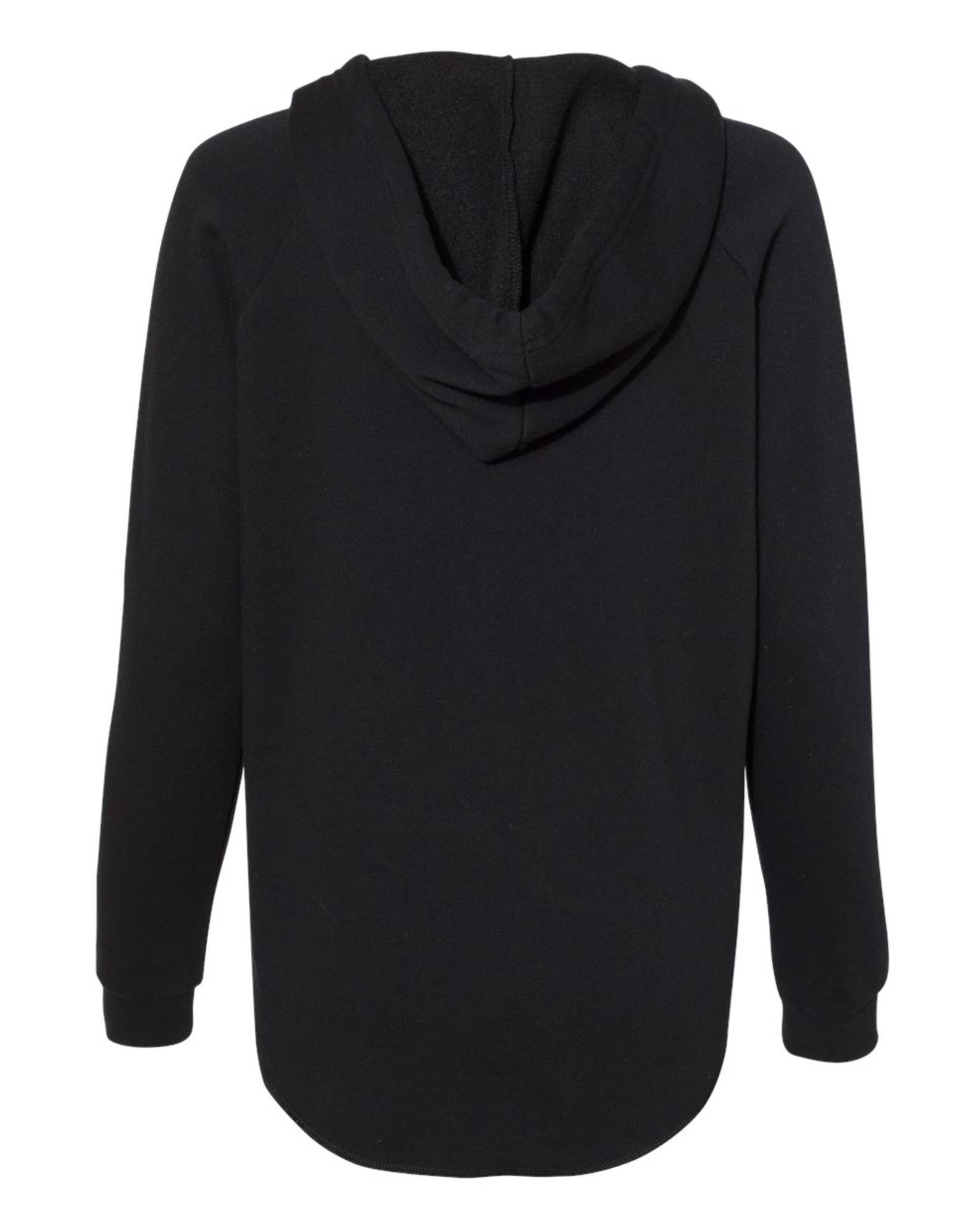 Black Fleece V-Notch Beach Pullover Hood with Cat Moon