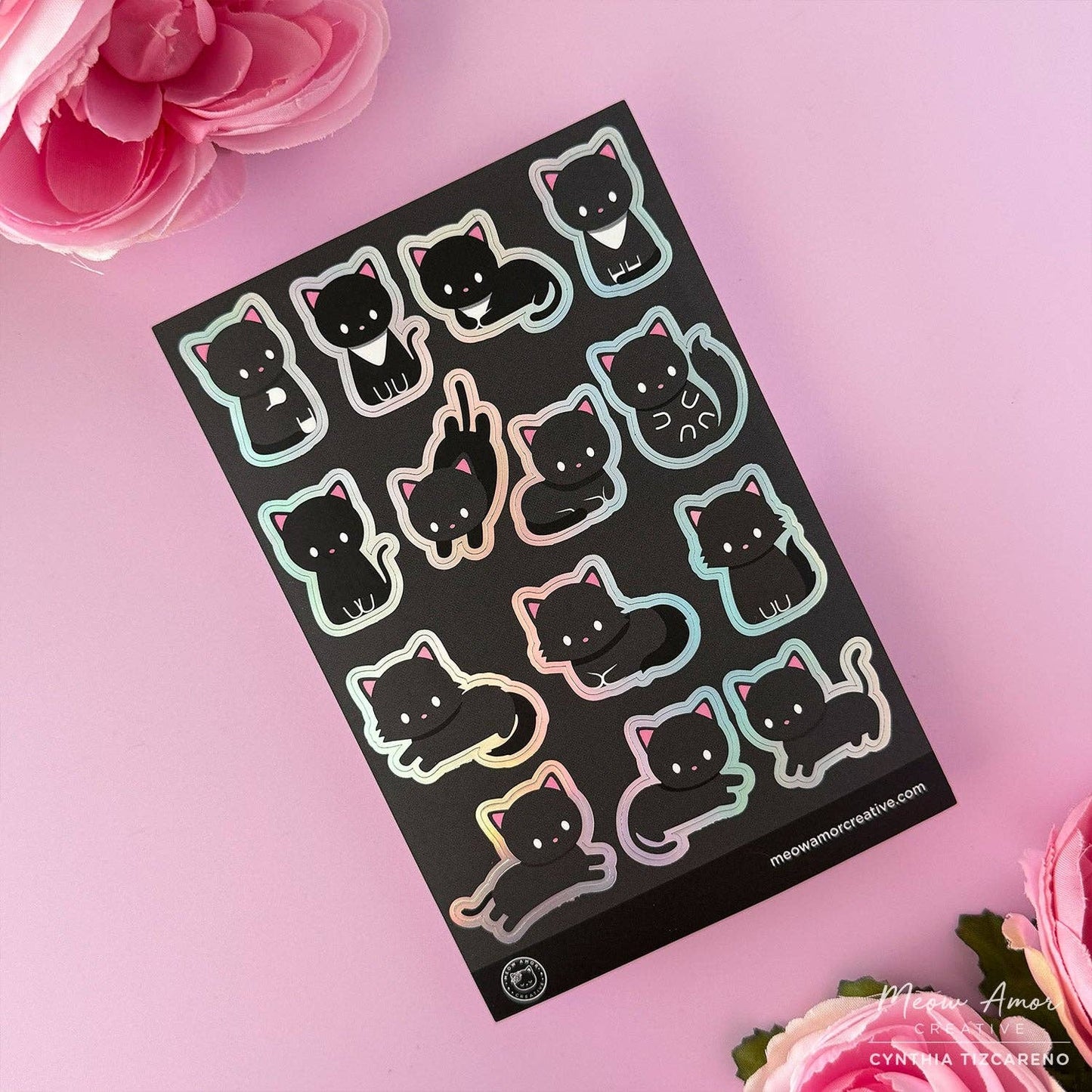 Black Cat Holo Foil Vinyl Sticker Sheet