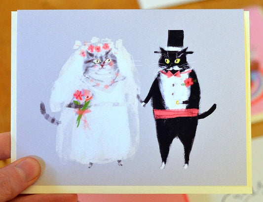 Bride and Groom Cats - Wedding Card