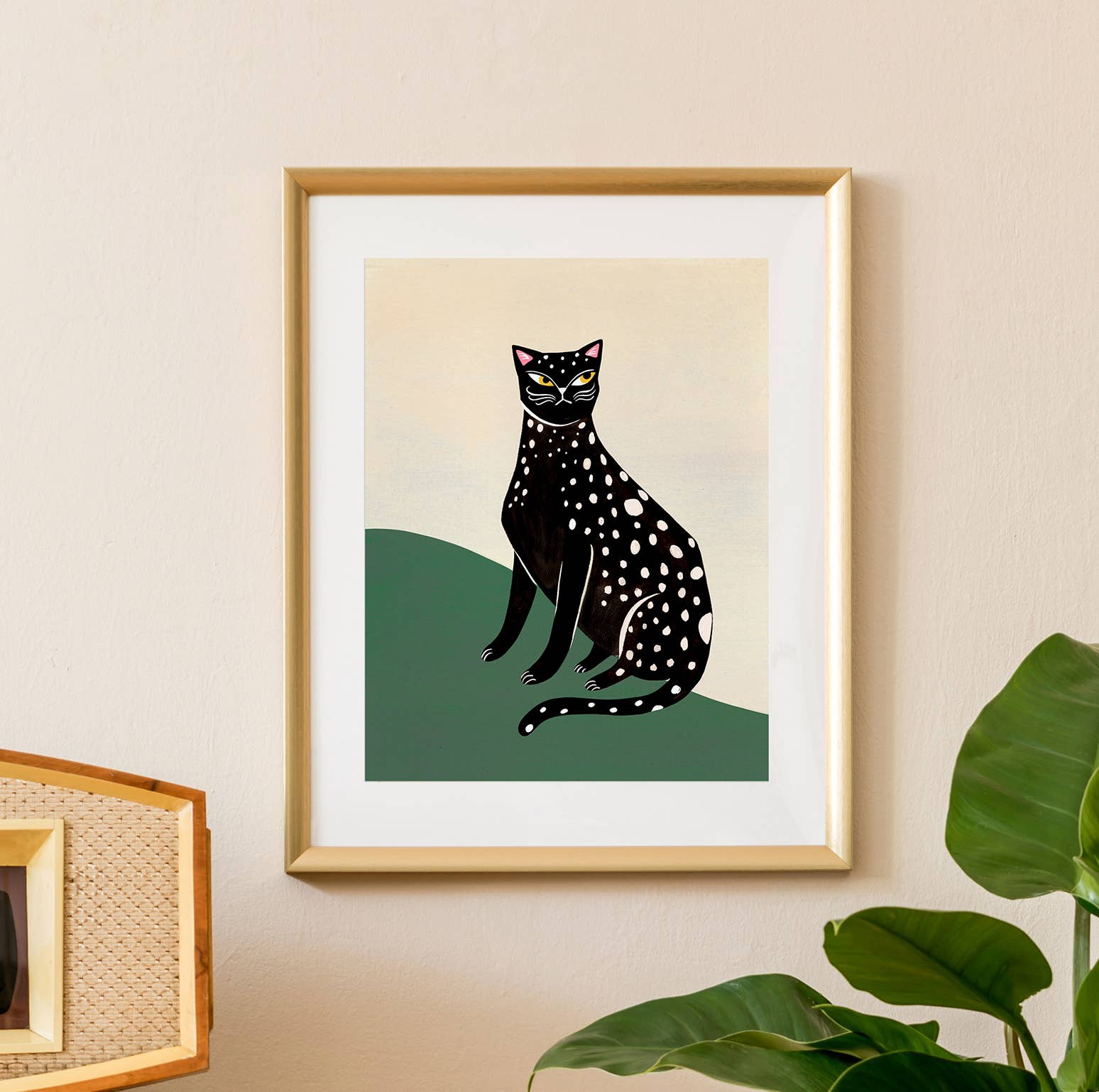 Black Leopard Cat Art Print