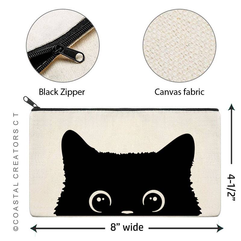 Cat Peeking Canvas Zipper Bag