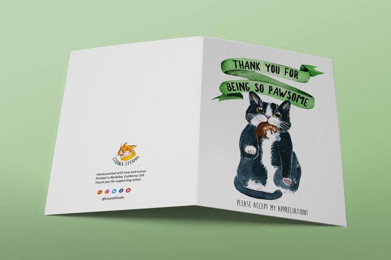 Pawesome Cat Gift - Funny Thank You Card
