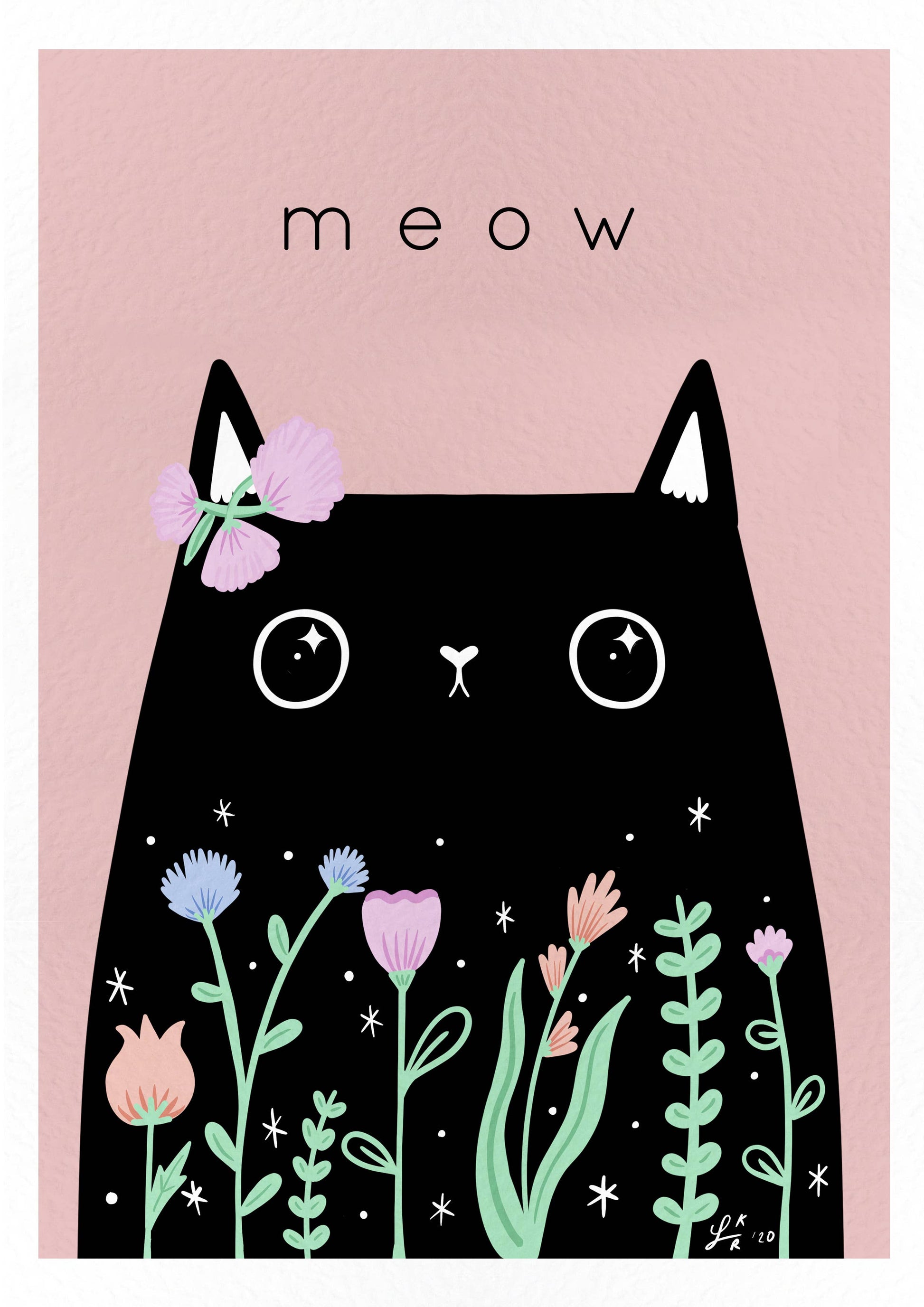 Meow Black Cat print art print