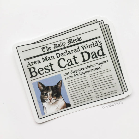 World's Best Cat Dad Vinyl Sticker - Calico