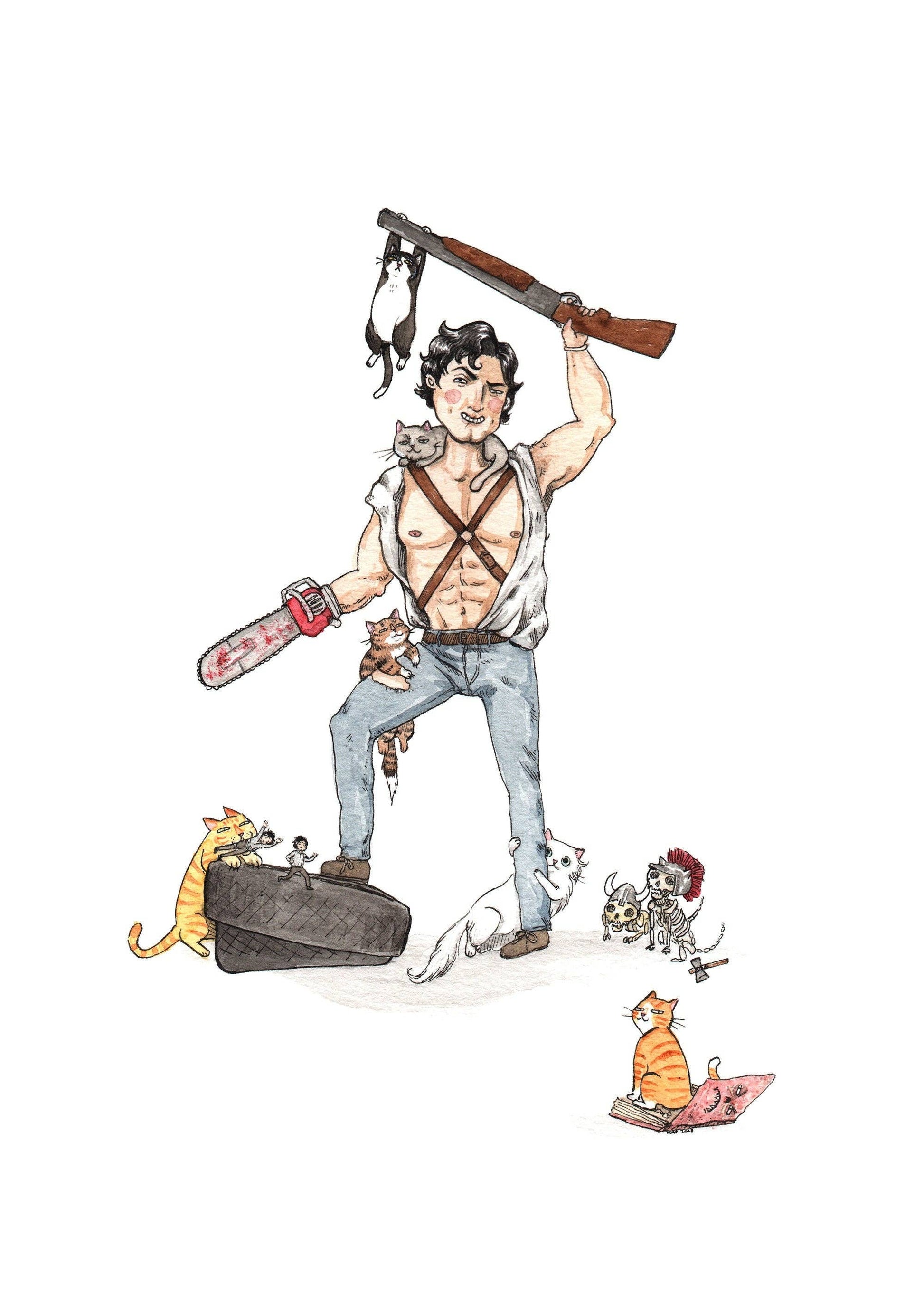 Horror Cats - Ash from Evil Dead