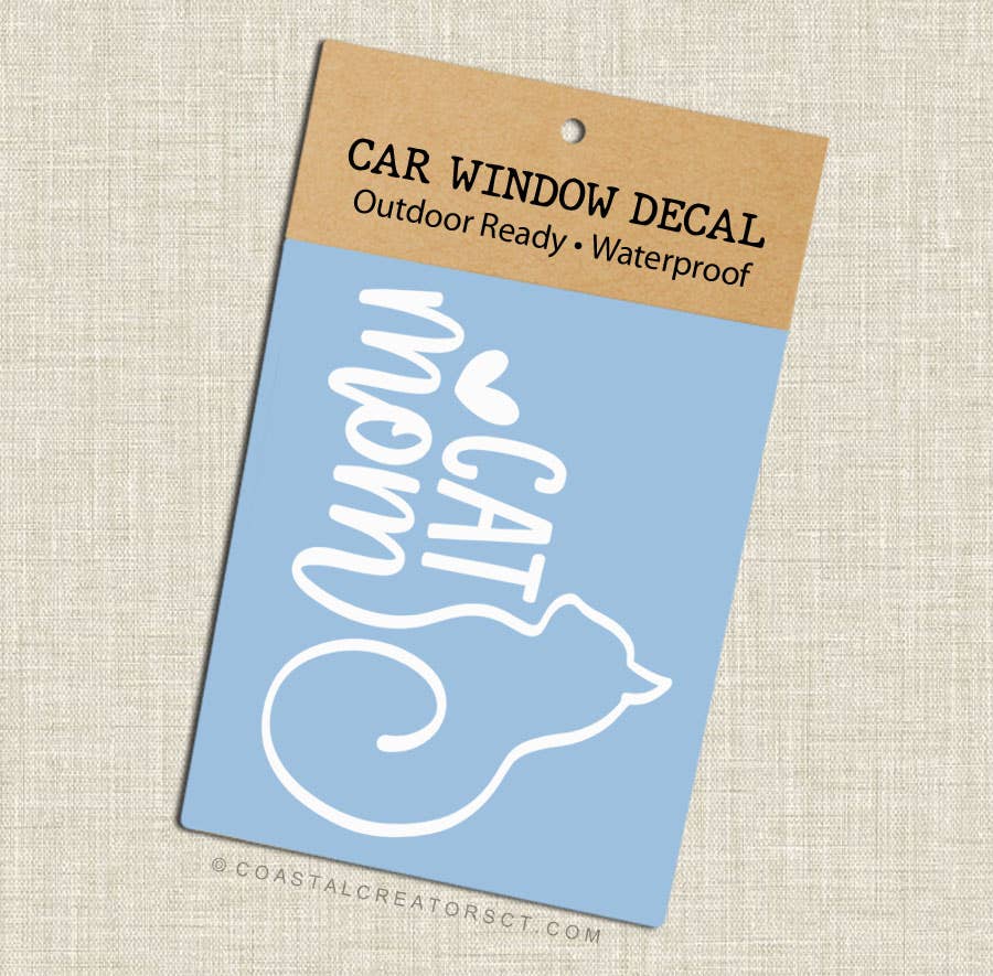"Cat Mom" White Vinyl Window Decal