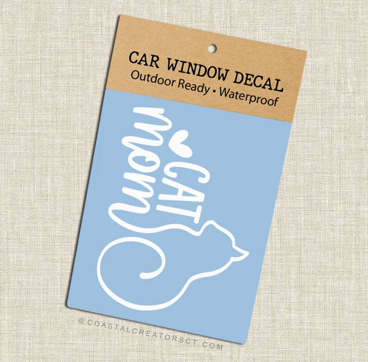 "Cat Mom" White Vinyl Window Decal