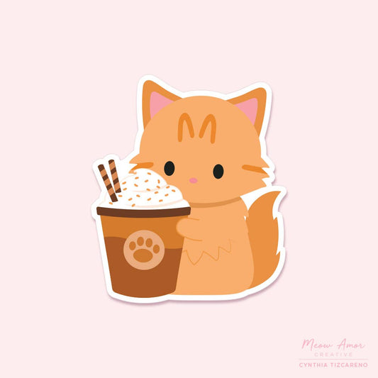Orange Tabby Pumpkin Spice Vinyl Sticker