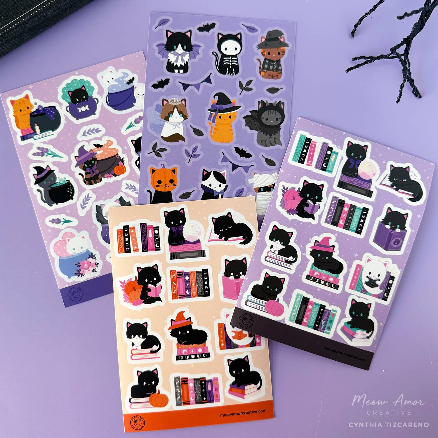 Cat Halloween Parade Purple Edition Vinyl Sticker Sheet