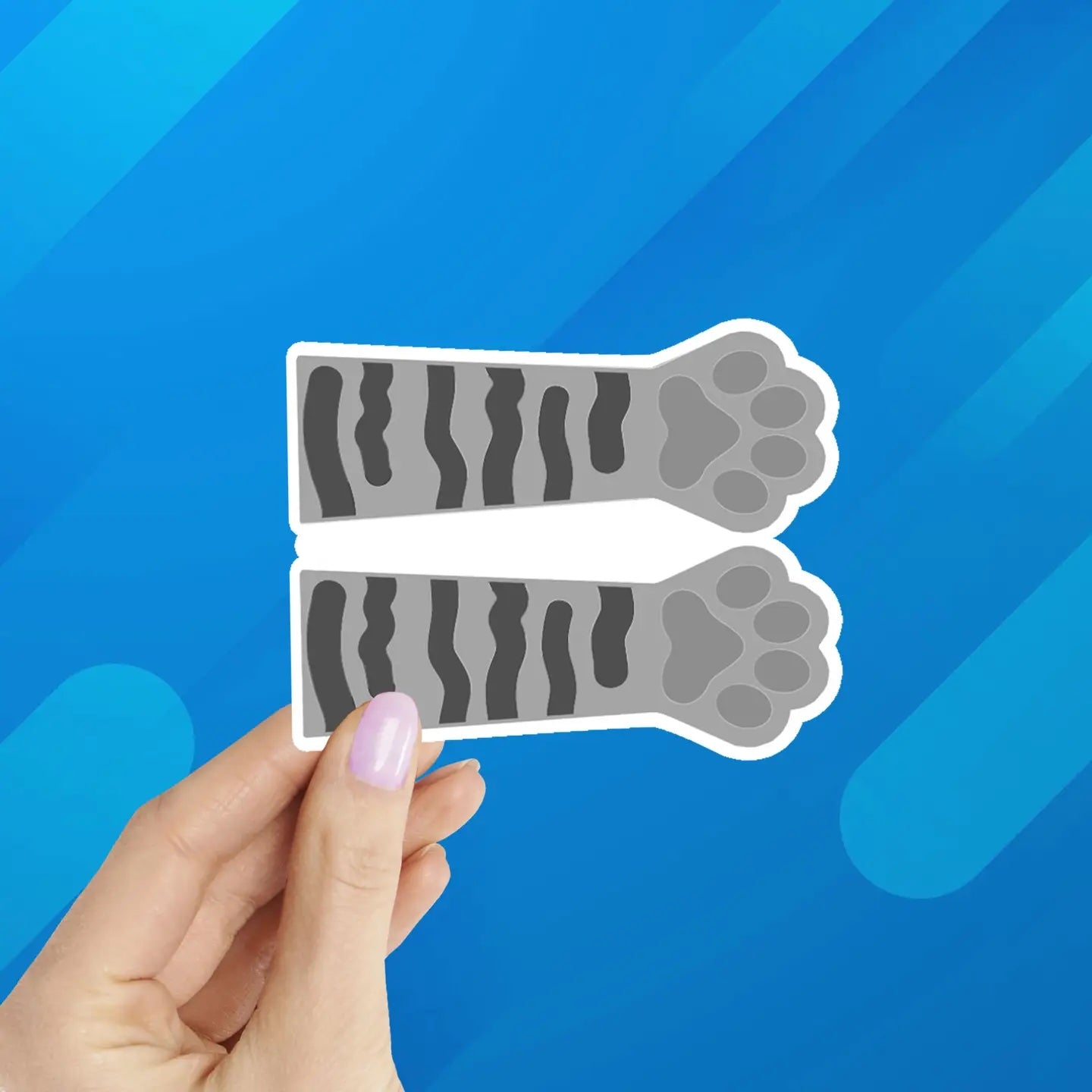 Grey Tabby Paws Vinyl Sticker