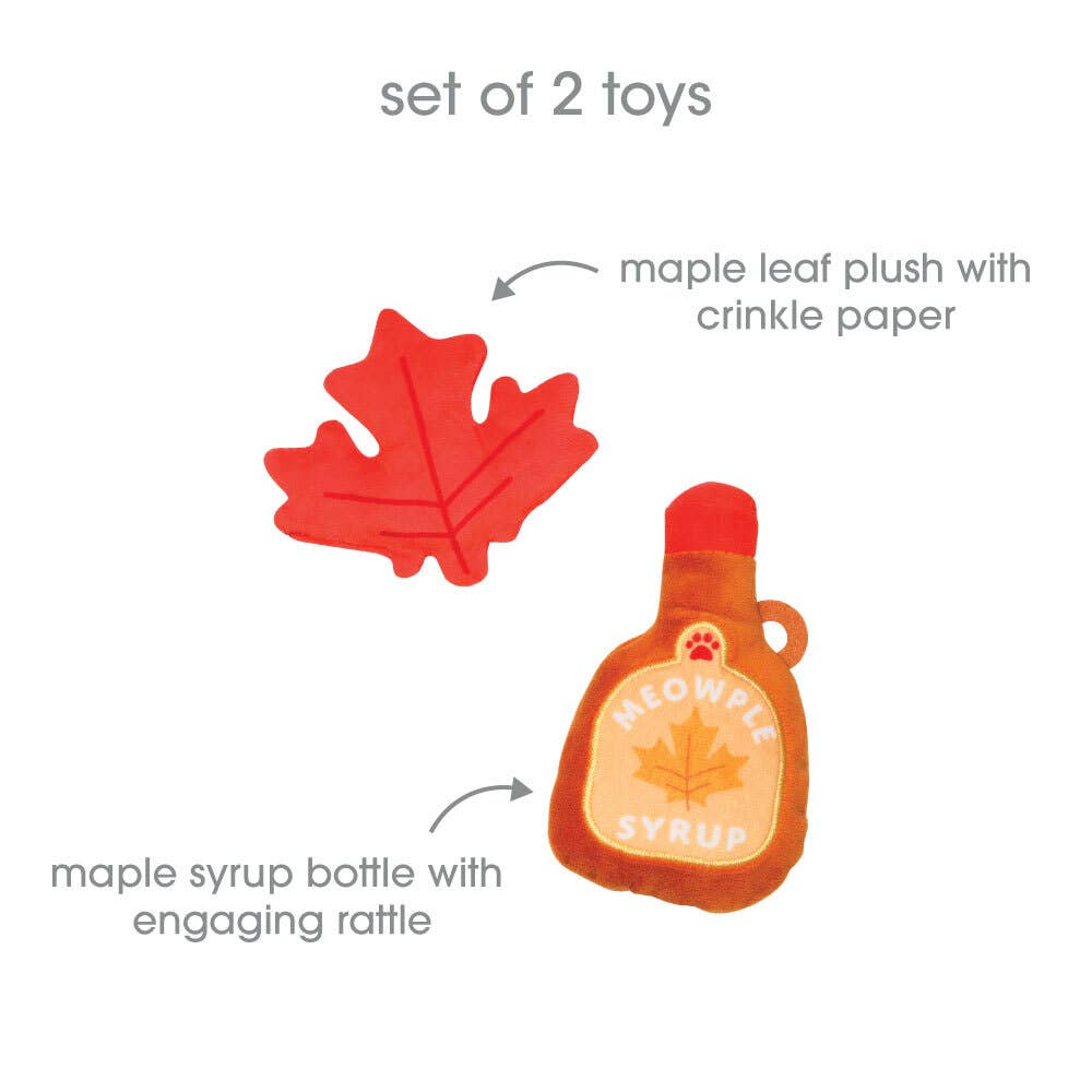 Maple Leaf & Syrup Fall Cat Toys, Set of 2