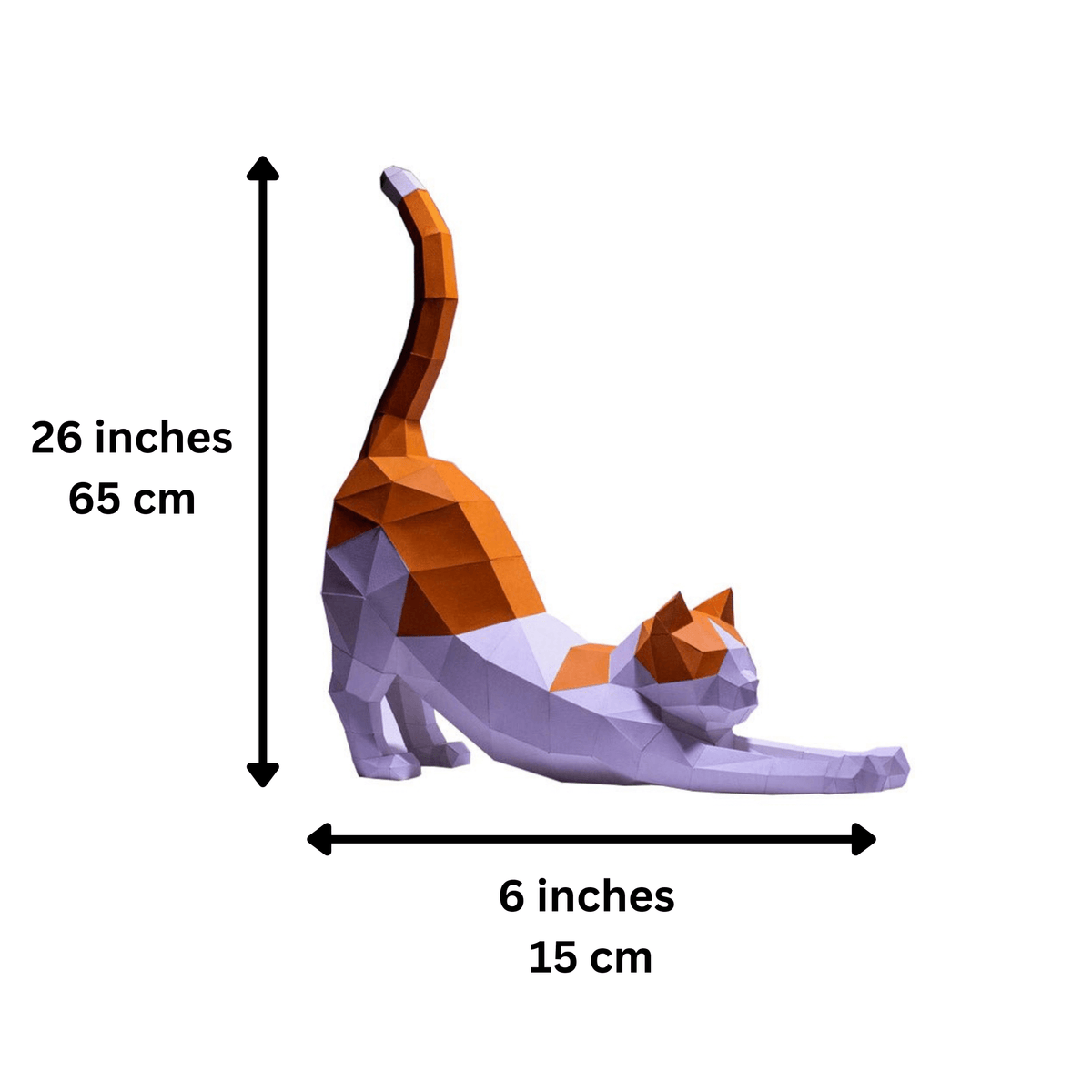 3D Paper Cat Origami Model - Orange