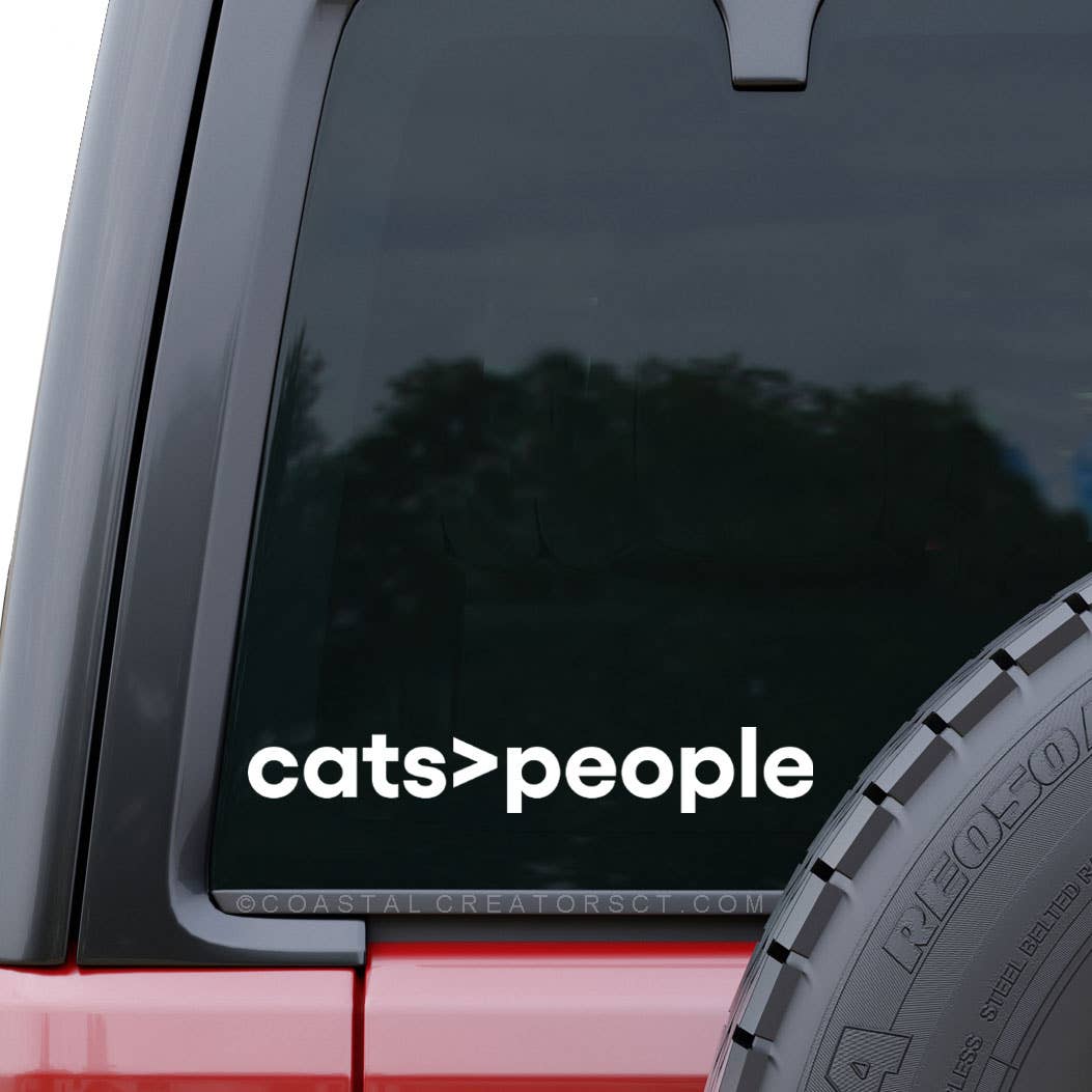Cats Greater than People White Vinyl Decals (Packaged)