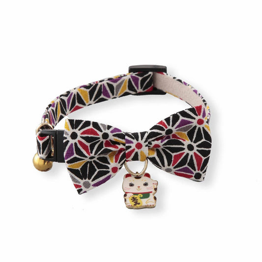 Lucky Cat Charm Bow Tie Cat Collar