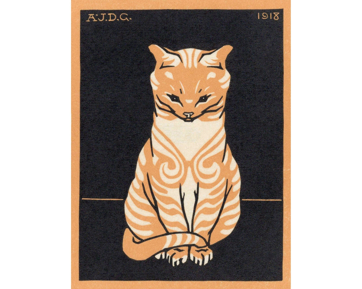 Orange Cat - Vintage Art Print