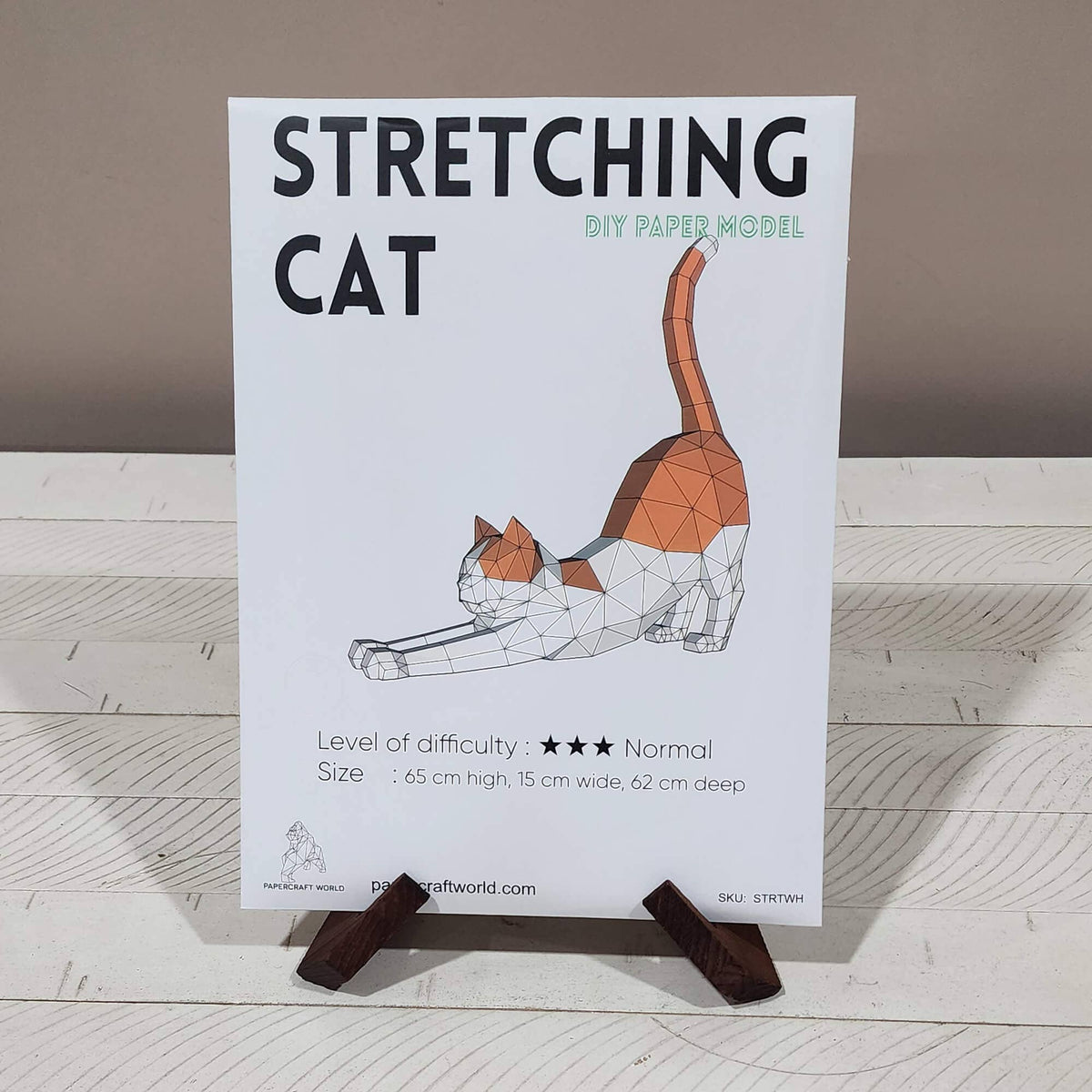 3D Paper Cat Origami Model - Orange