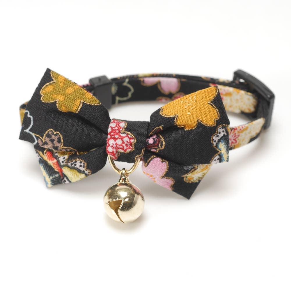 Kimono Bow Tie Cat Collar - Black