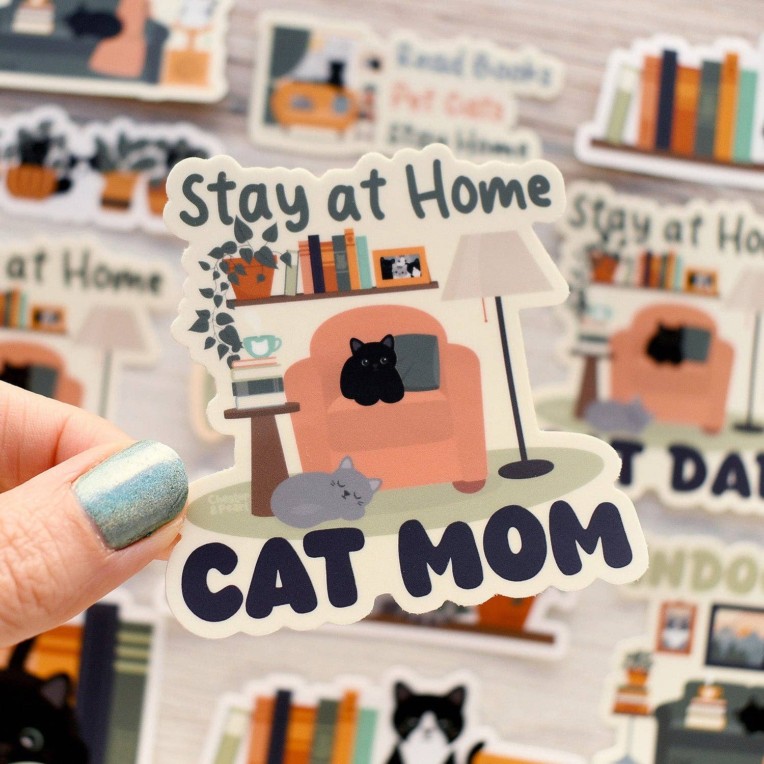 Stay At Home Cat Mom 3-in. Vinyl Cat Sticker
