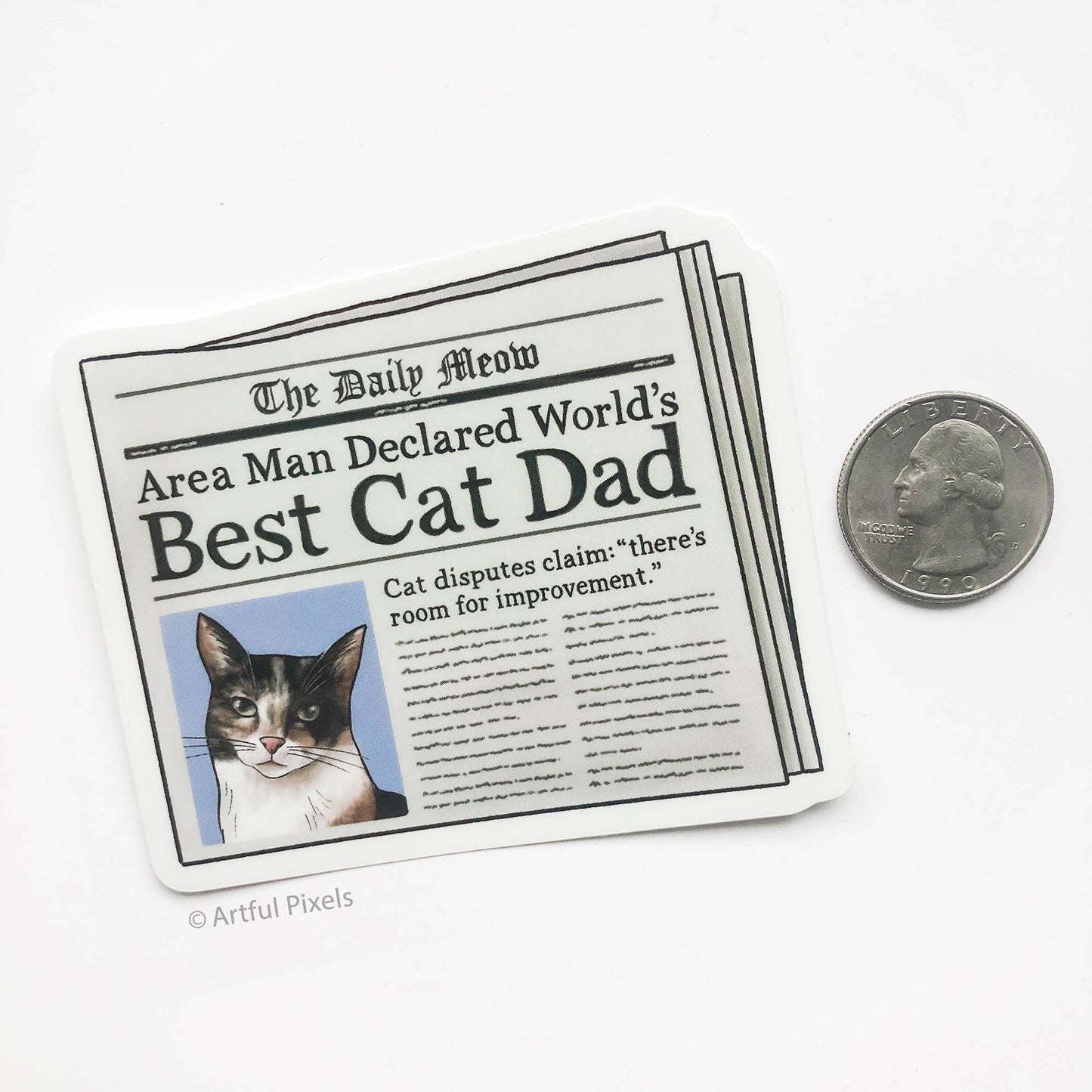 World's Best Cat Dad Vinyl Sticker - Calico